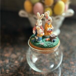 Easter Bunny Family Glass Jar